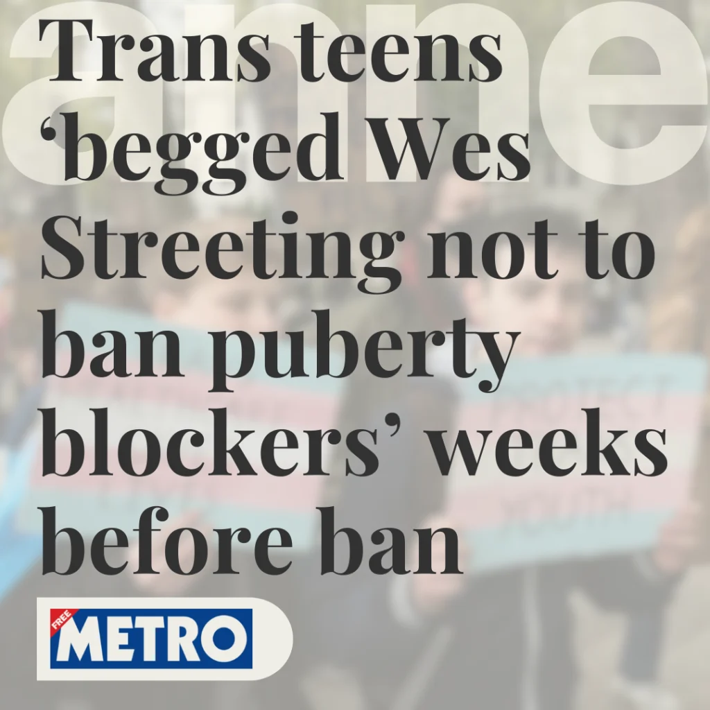 Parents and Trans Teens Speak Out: But Wes Streeting ignores them
