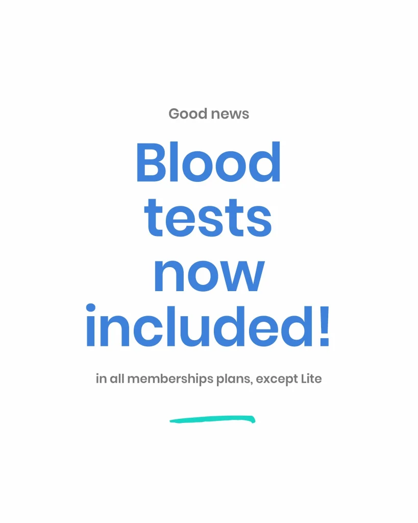 Blood tests now included in all membership plans (excluding Lite)